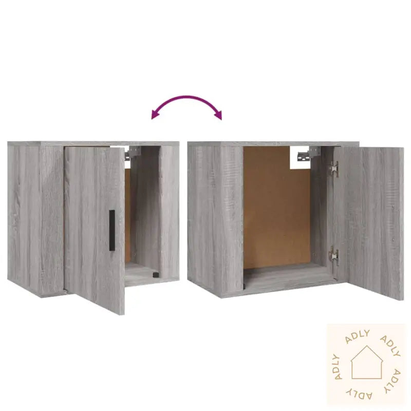 Veggmontert Nattbord Grå Sonoma 50X30X47 Cm