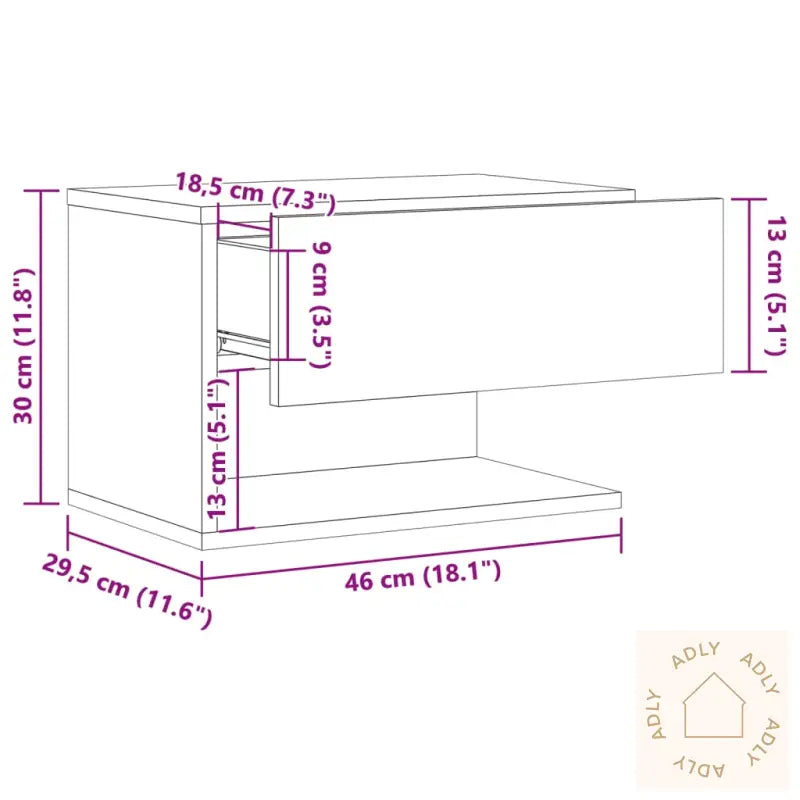 Vegghengt Nattbord Gammelt Tre
