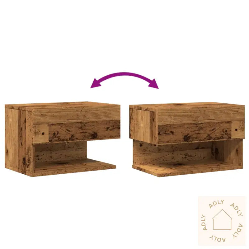 Vegghengt Nattbord Gammelt Tre