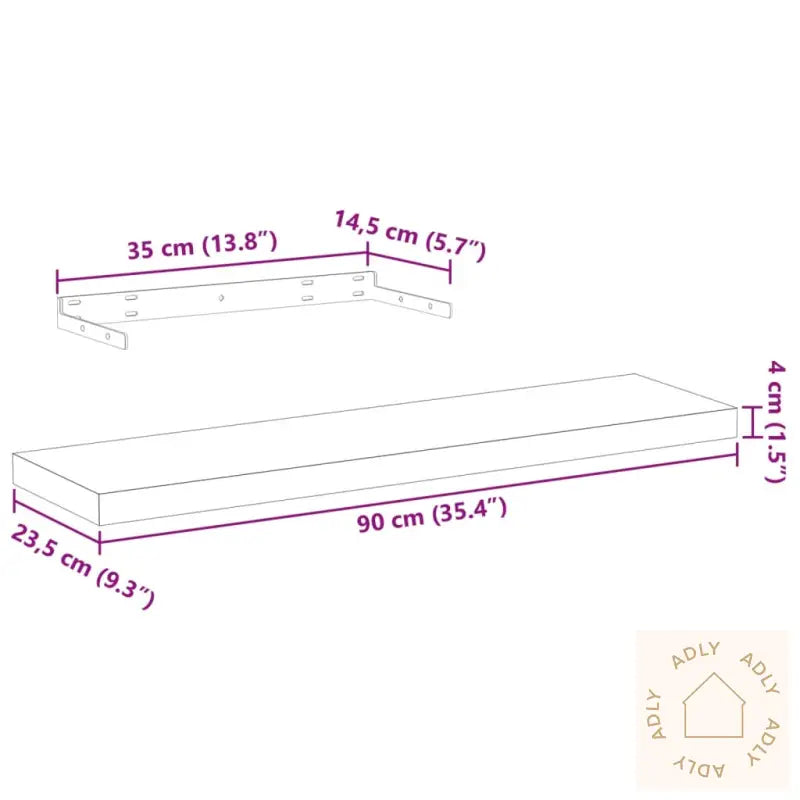 Flytende Hylle 90X23,5X4 Cm Konstruert Tre