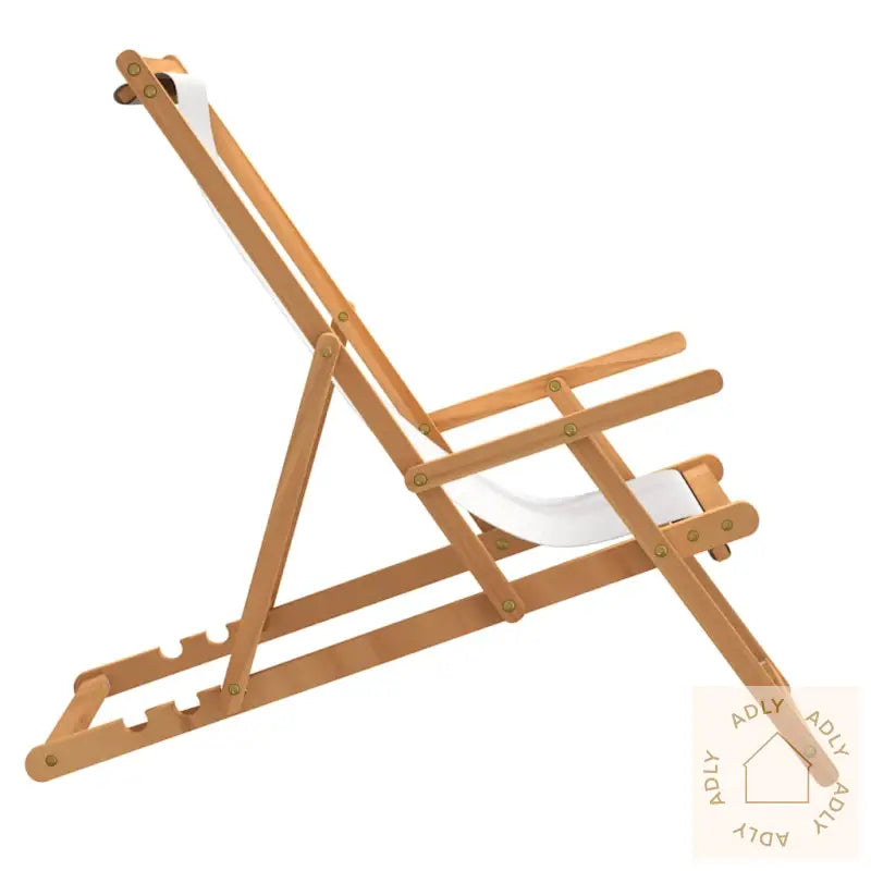 Sammenleggbar Strandstol Heltre Teak Kremhvit