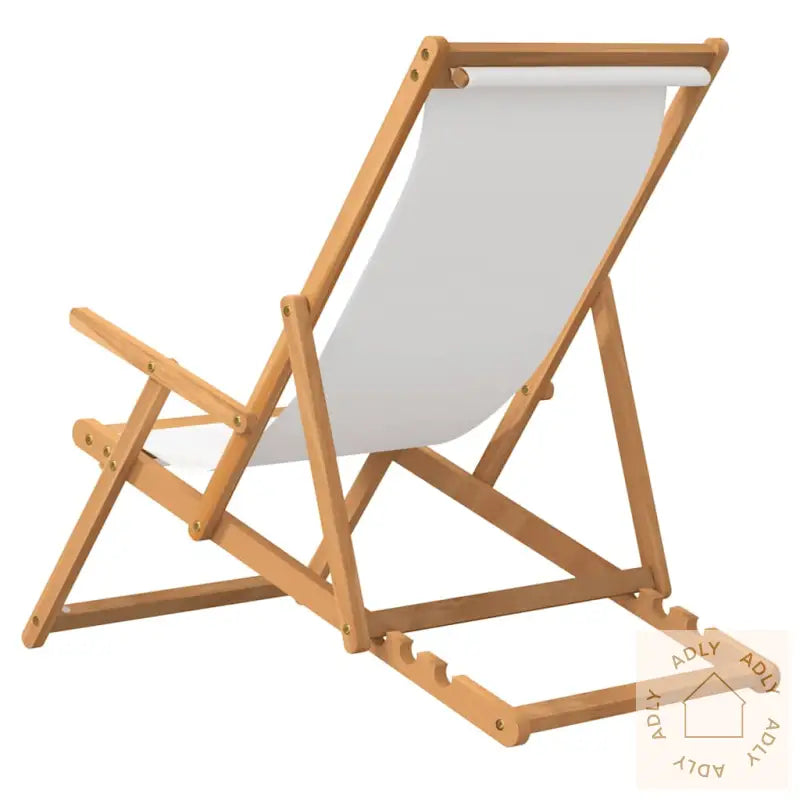 Sammenleggbar Strandstol Heltre Teak Kremhvit