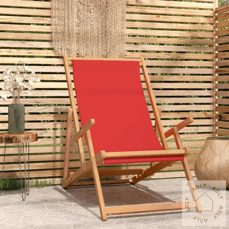 Sammenleggbar Strandstol Heltre Teak Rød