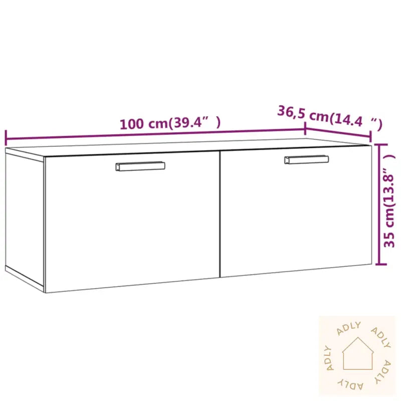 Veggskap Brun Eik 100X36,5X35 Cm Konstruert Tre