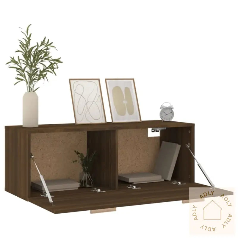 Veggskap Brun Eik 100X36,5X35 Cm Konstruert Tre
