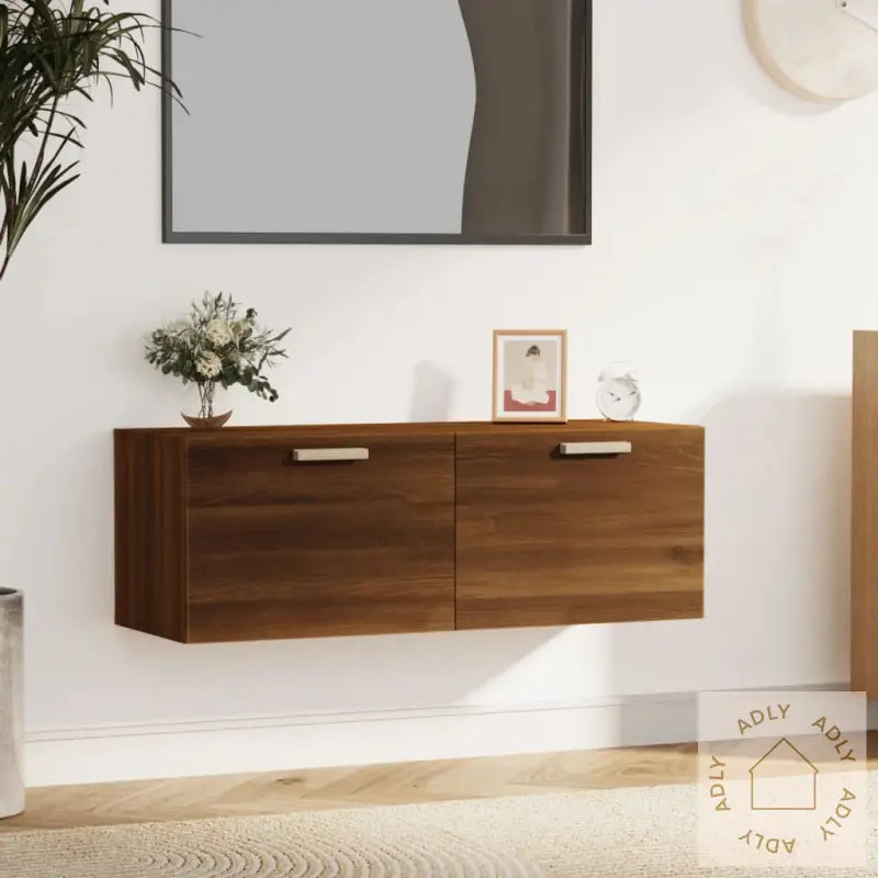 Veggskap Brun Eik 100X36,5X35 Cm Konstruert Tre