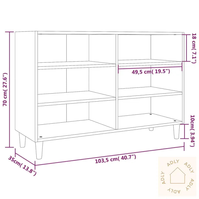 Skjenk Brun Eik 103,5X35X70 Cm Konstruert Tre