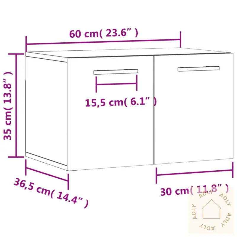 Veggskap Brun Eik 60X36,5X35 Cm Konstruert Tre