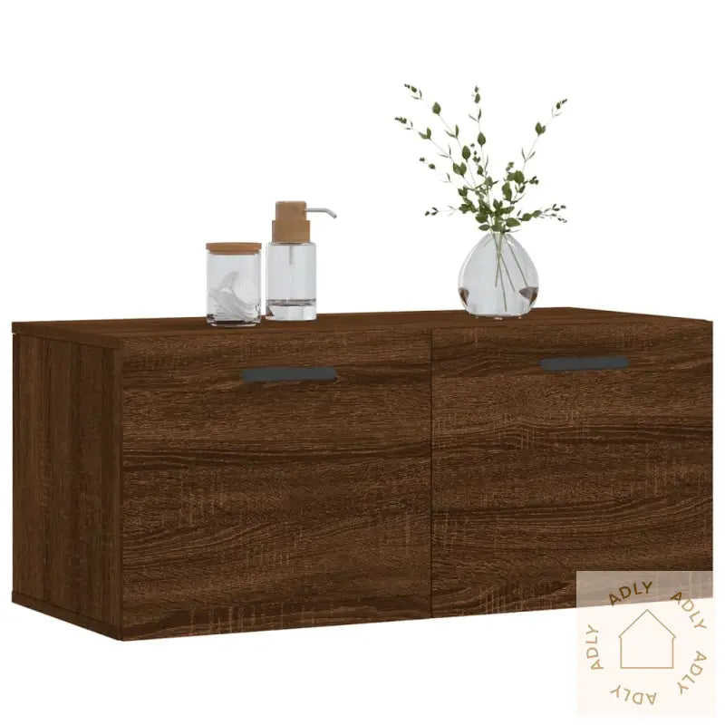 Veggskap Brun Eik 80X36,5X35 Cm Konstruert Tre