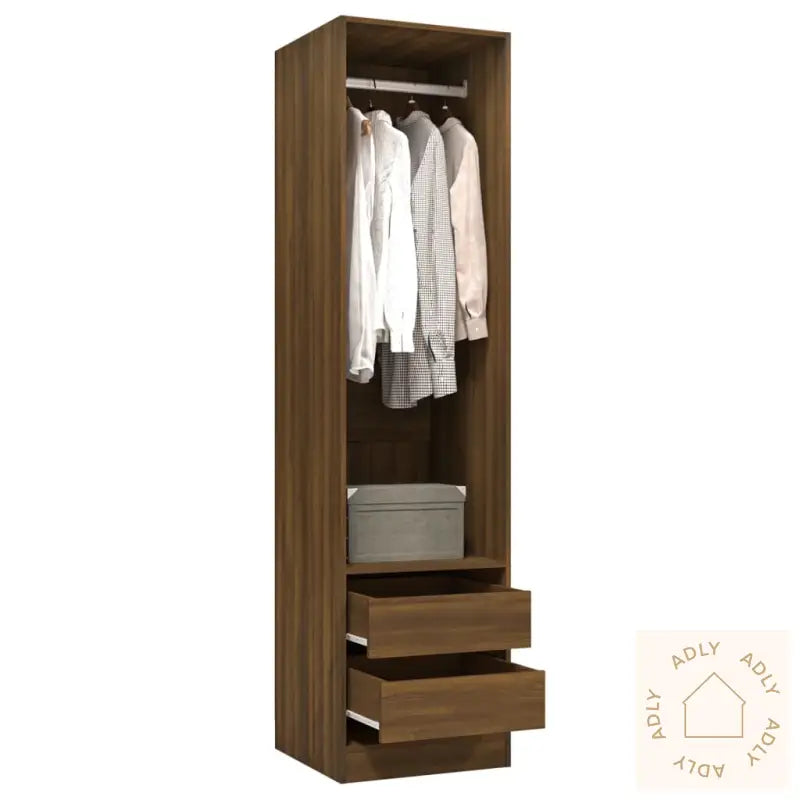Garderobe Med Skuffer Brun Eik 50X50X200 Cm Konstruert Tre