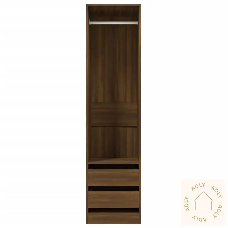 Garderobe Med Skuffer Brun Eik 50X50X200 Cm Konstruert Tre