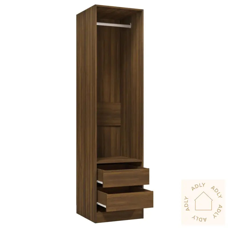 Garderobe Med Skuffer Brun Eik 50X50X200 Cm Konstruert Tre