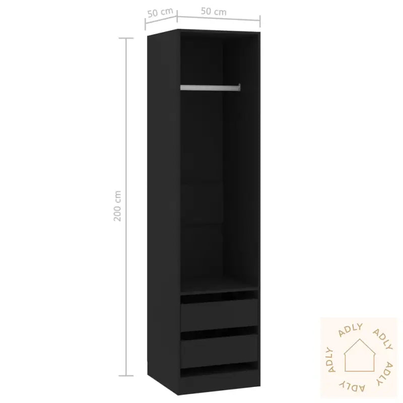 Garderobe Med Skuffer Svart 50X50X200 Cm Konstruert Tre