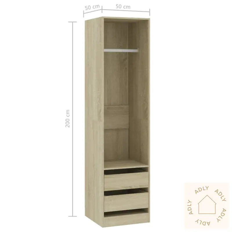 Garderobe Med Skuffer Sonoma Eik 50X50X200 Cm Konstruert Tre