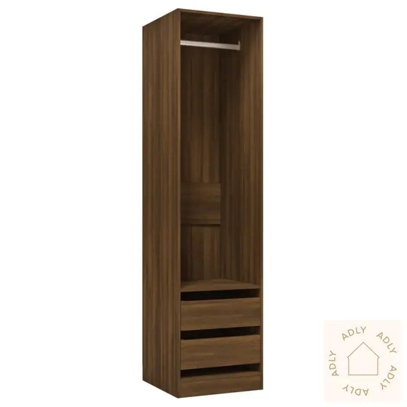 Garderobe Med Skuffer Brun Eik 50X50X200 Cm Konstruert Tre