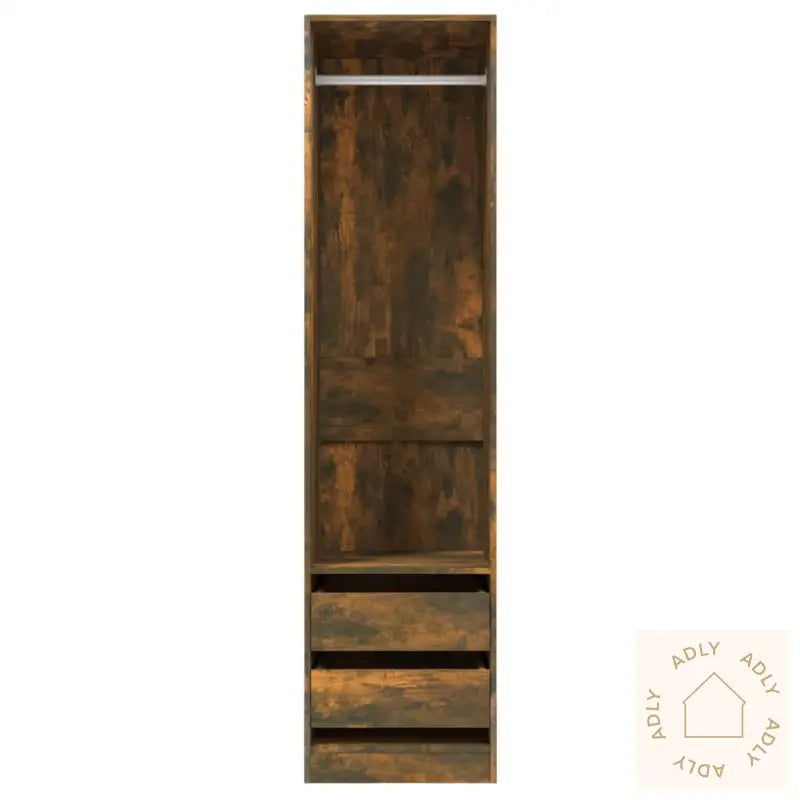 Garderobe Med Skuffer Røkt Eik 50X50X200 Cm Konstruert Tre