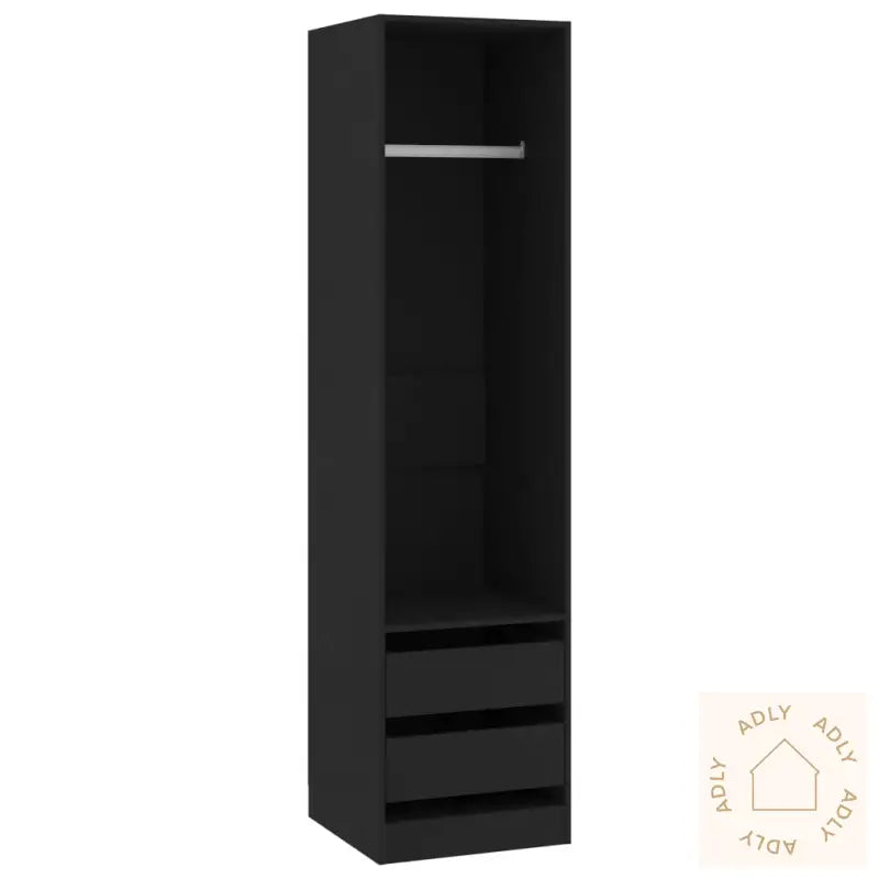 Garderobe Med Skuffer Svart 50X50X200 Cm Konstruert Tre