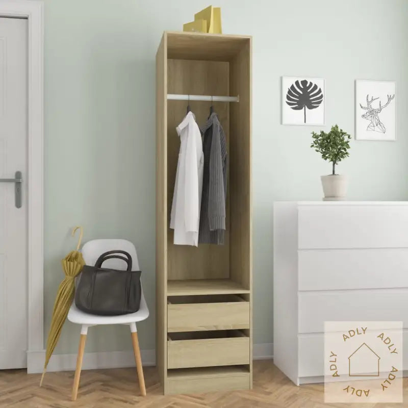 Garderobe Med Skuffer Sonoma Eik 50X50X200 Cm Konstruert Tre