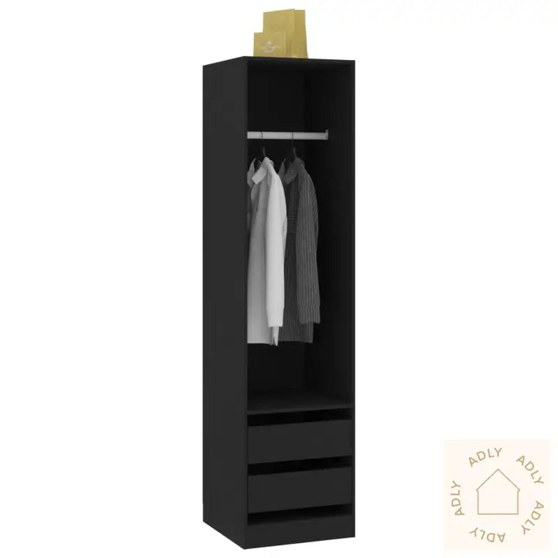 Garderobe Med Skuffer Svart 50X50X200 Cm Konstruert Tre
