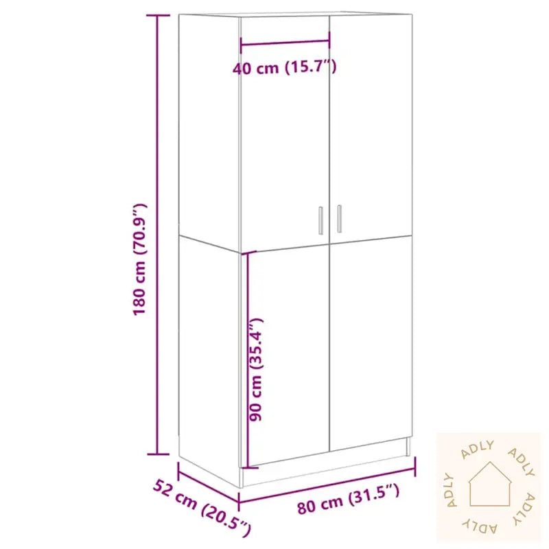 Garderobe Artisan Eik 80X52X180 Cm Konstruert Tre