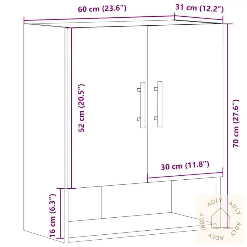 Veggskap Artisan Eik 60X31X70 Cm Konstruert Tre