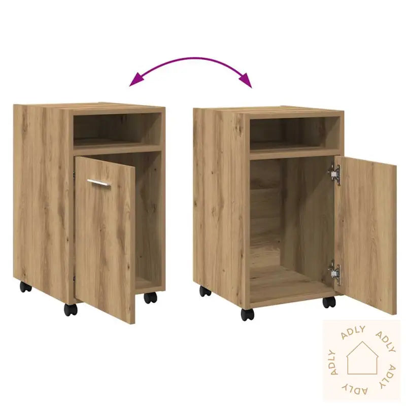 Skap Med Hjul Artisan Eik 33X38X60 Cm Konstruert Tre