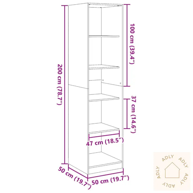 Garderobe Artisan Eik 50X50X200 Cm Konstruert Tre