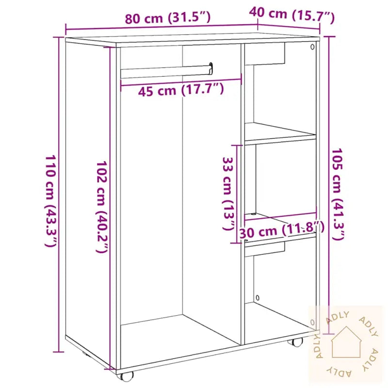 Garderobe Artisan Eik 80X40X110 Cm Konstruert Tre