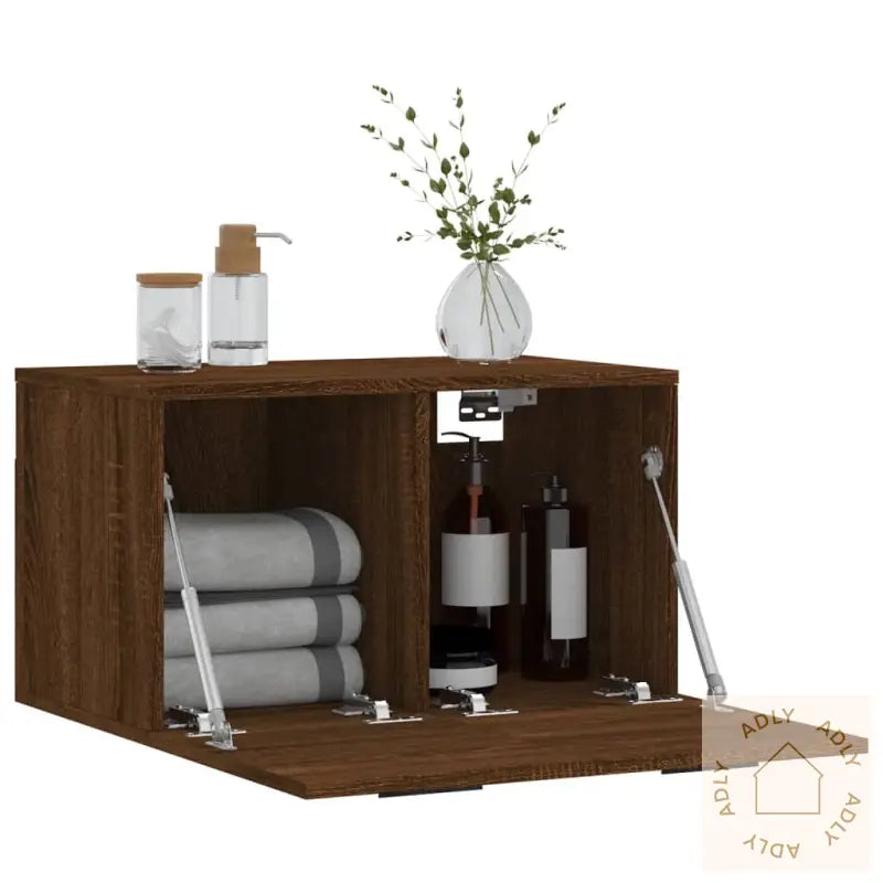 Veggskap Brun Eik 60X36,5X35 Cm Konstruert Tre