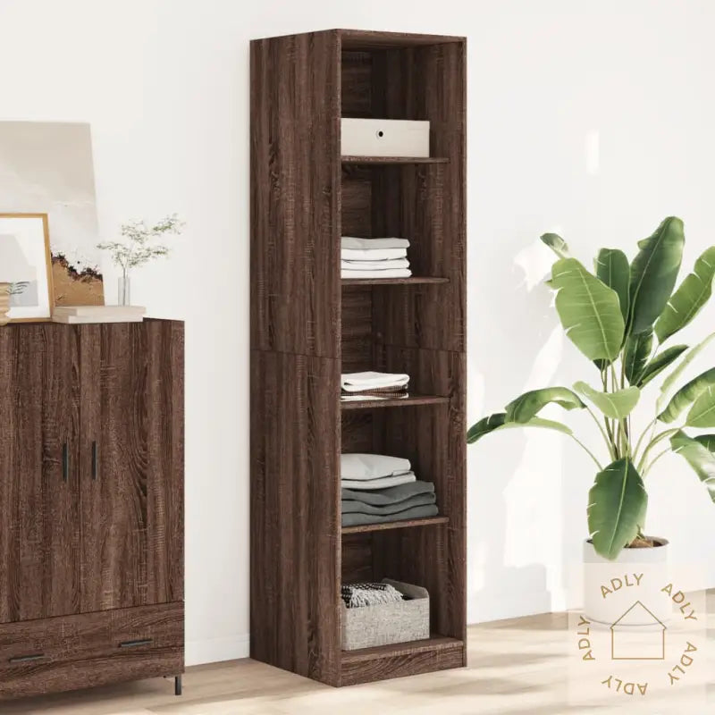 Garderobe Brun Eik 50X50X200 Cm Konstruert Tre