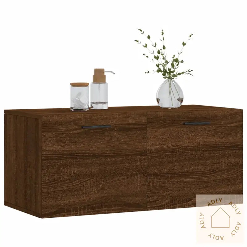 Veggskap Brun Eik 80X36,5X35 Cm Konstruert Tre