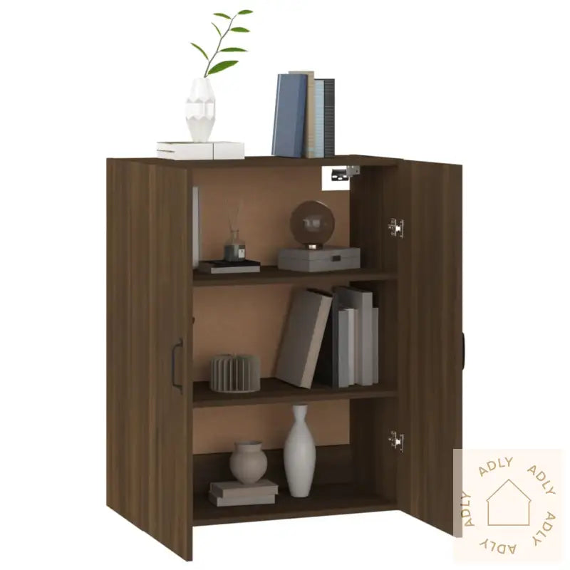 Veggskap Brun Eik 69,5X34X90 Cm Konstruert Tre