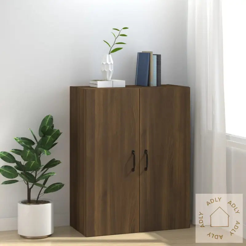 Veggskap Brun Eik 69,5X34X90 Cm Konstruert Tre