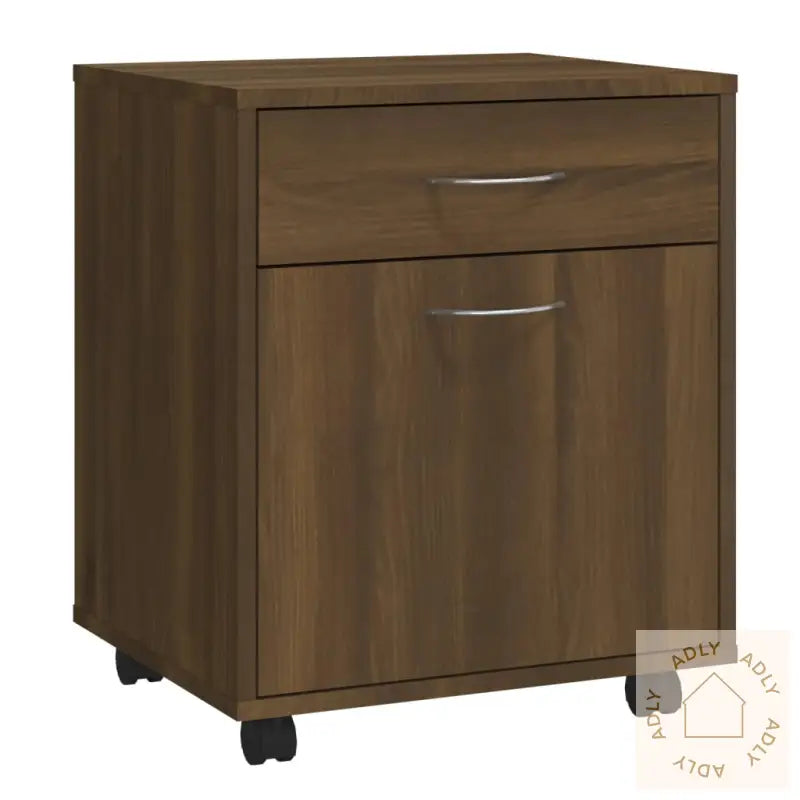 Rulleskap Brun Eik 45X38X54 Cm Konstruert Tre