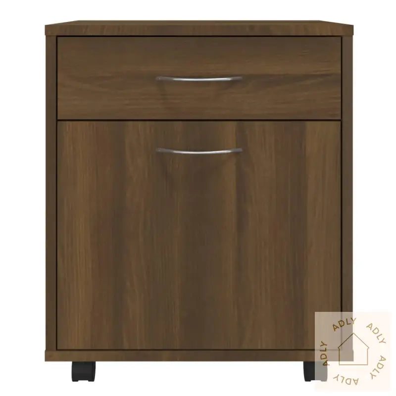 Rulleskap Brun Eik 45X38X54 Cm Konstruert Tre