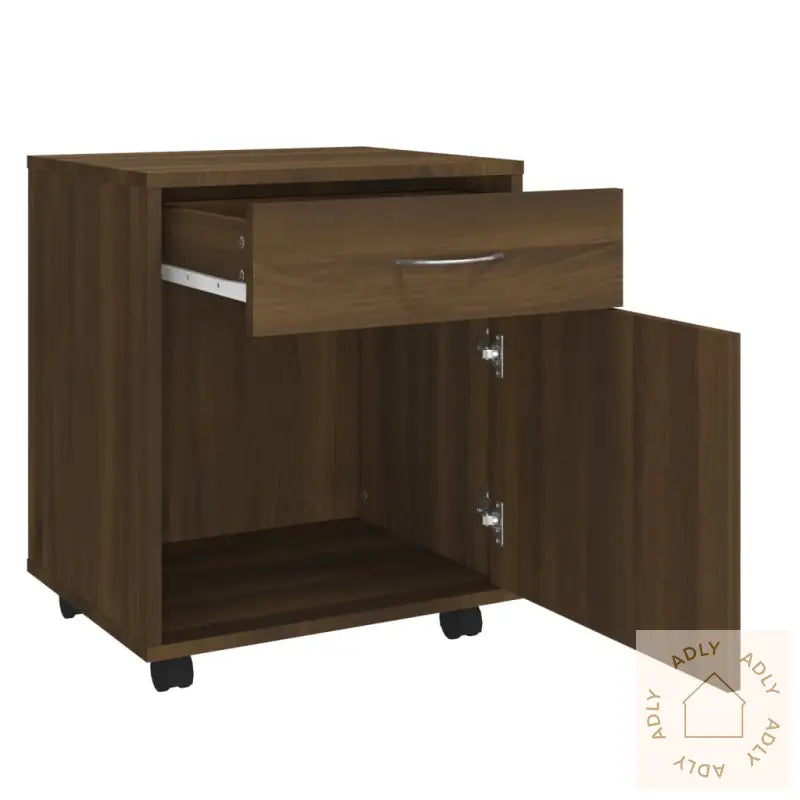 Rulleskap Brun Eik 45X38X54 Cm Konstruert Tre