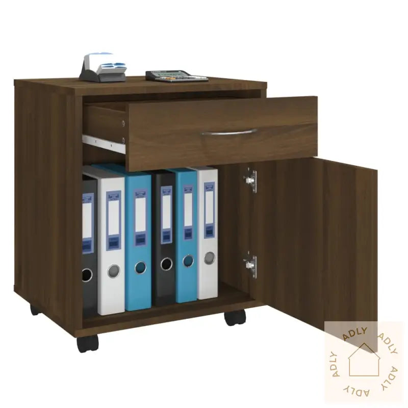 Rulleskap Brun Eik 45X38X54 Cm Konstruert Tre