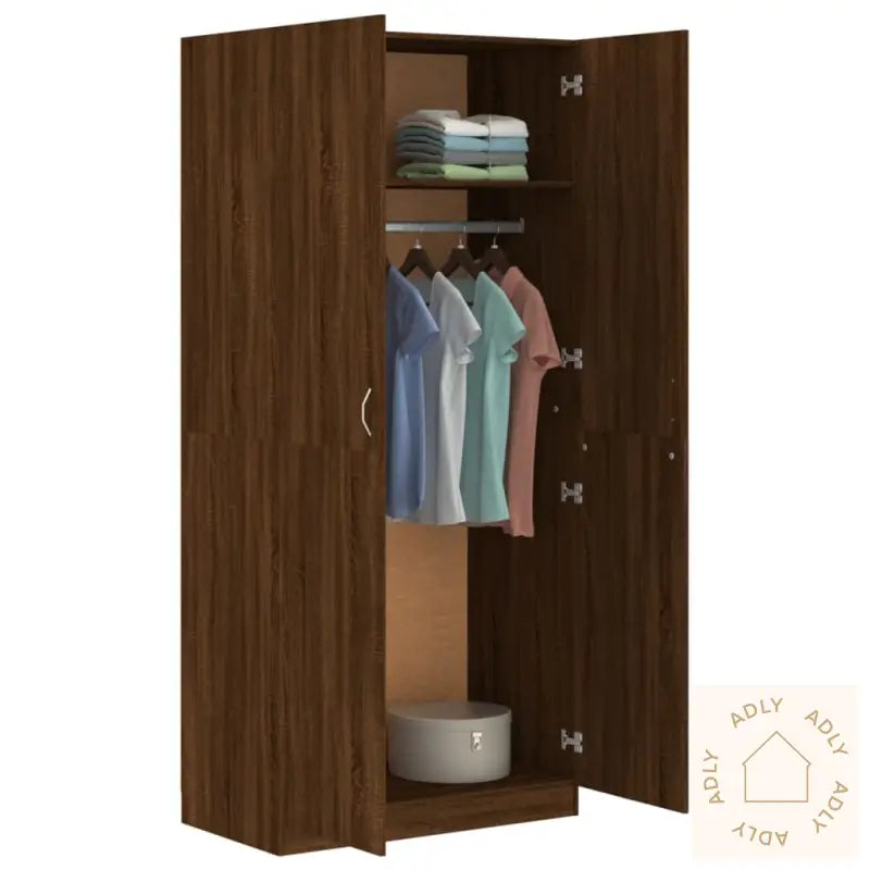 Garderobe Brun Eik 90X52X200 Cm Konstruert Tre