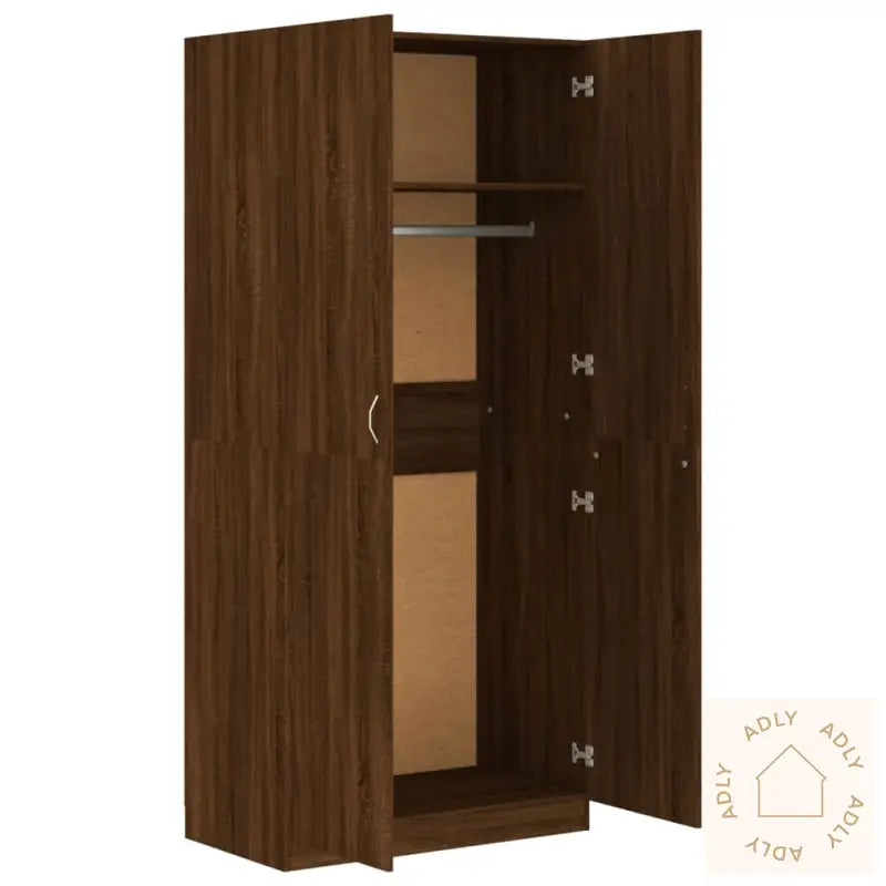 Garderobe Brun Eik 90X52X200 Cm Konstruert Tre
