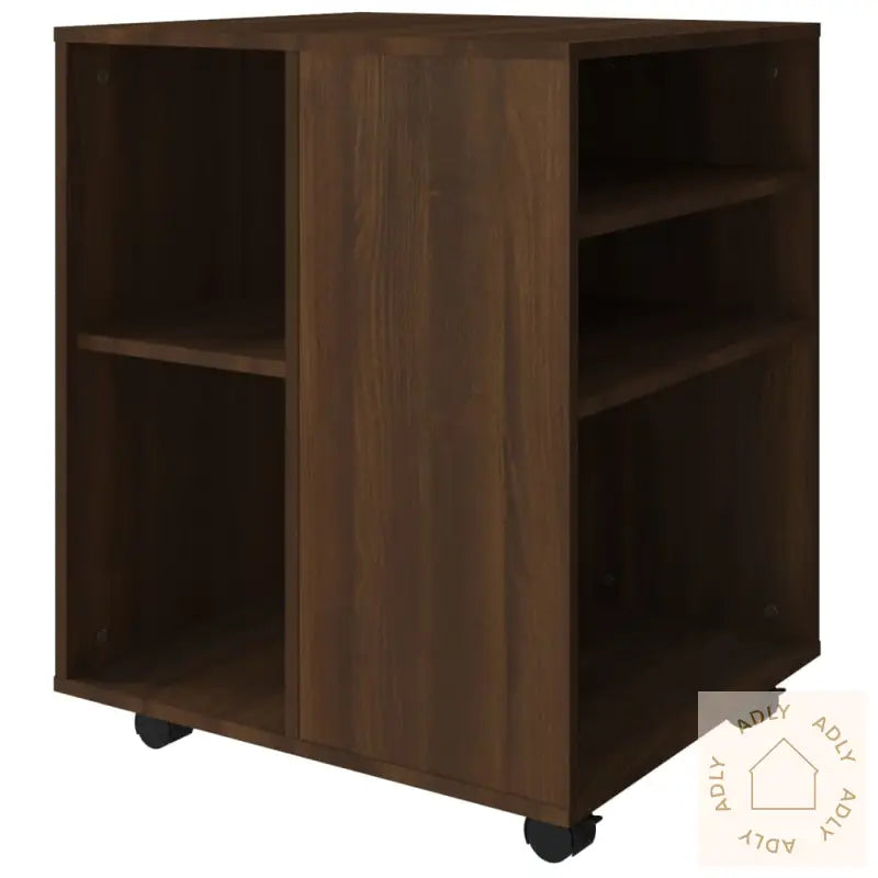 Rulleskap Brun Eik 60X53X72 Cm Konstruert Tre