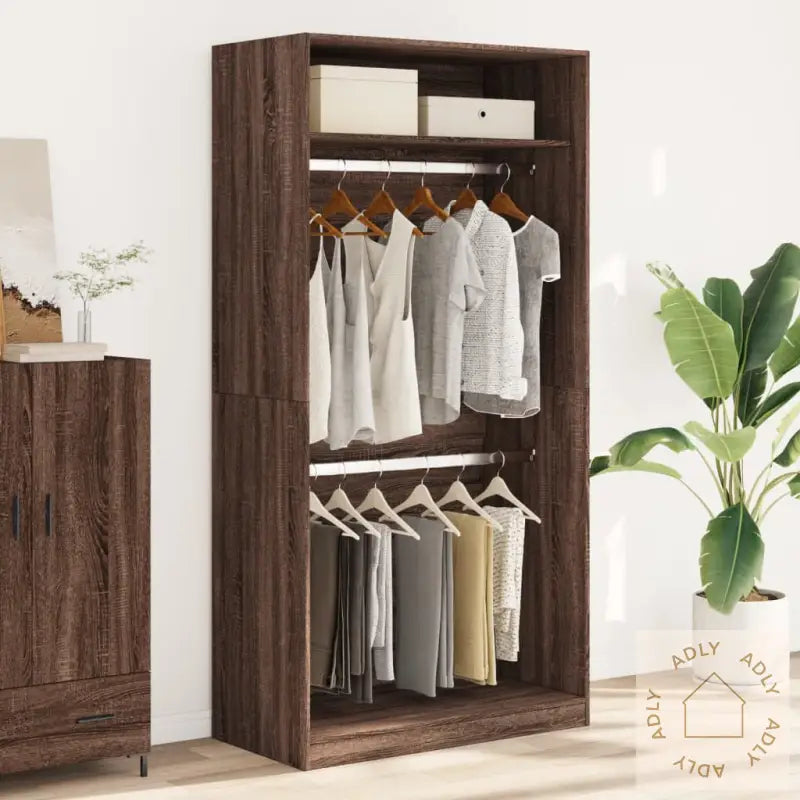 Garderobe Brun Eik 100X50X200 Cm Konstruert Tre