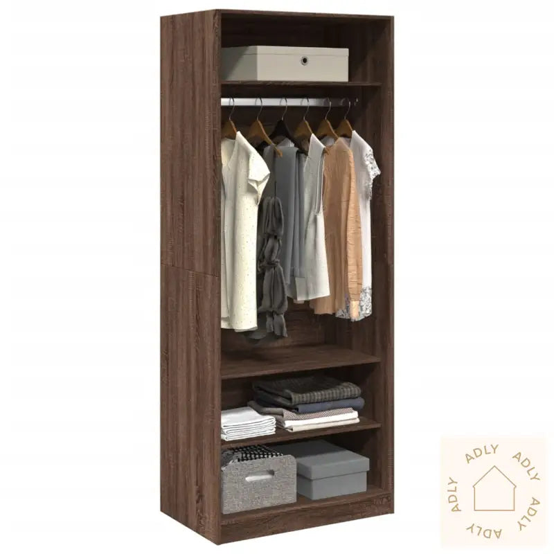 Garderobe Brun Eik 80X50X200 Cm Konstruert Tre