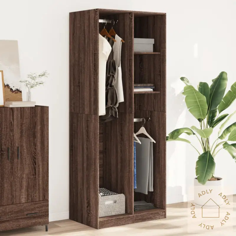 Garderobe Brun Eik 80X50X200 Cm Konstruert Tre