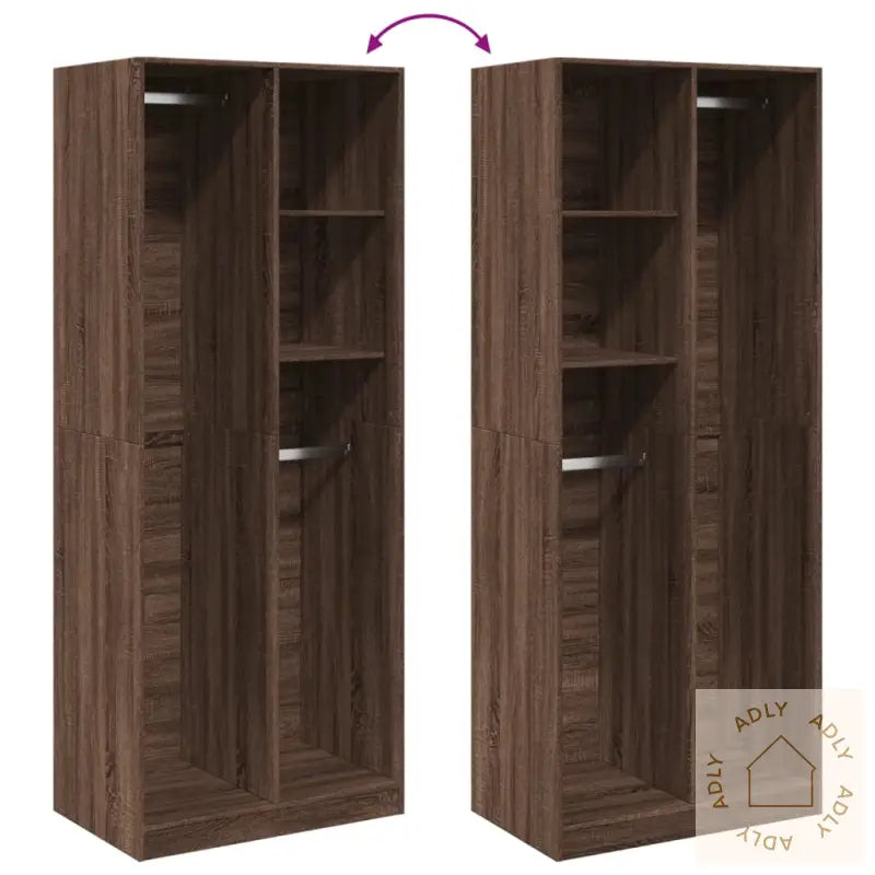 Garderobe Brun Eik 80X50X200 Cm Konstruert Tre