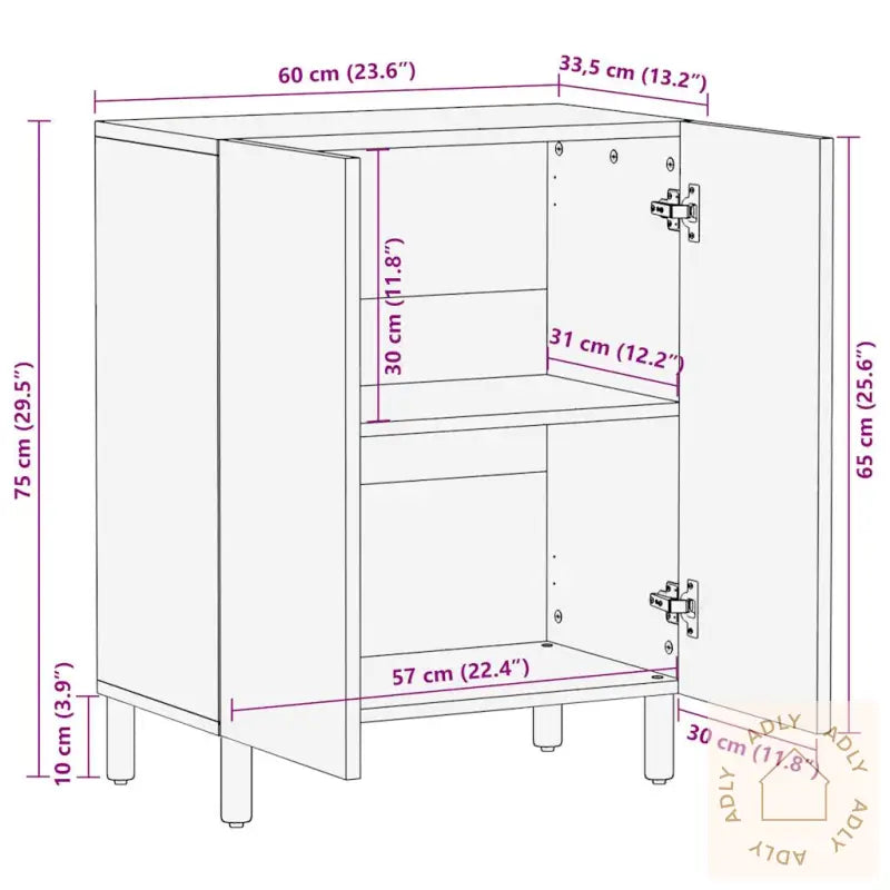 Skjenk 60X33,5X75 Cm Grovt Heltre Mangotre