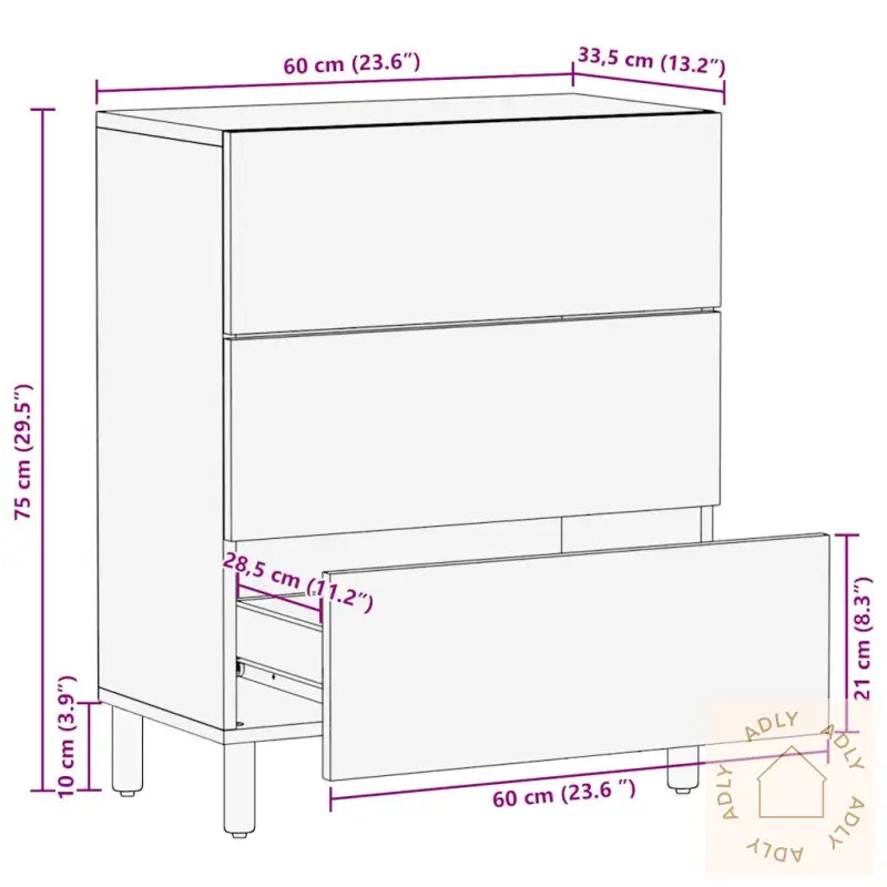 Skjenk 60X33,5X75 Cm Grovt Heltre Mangotre