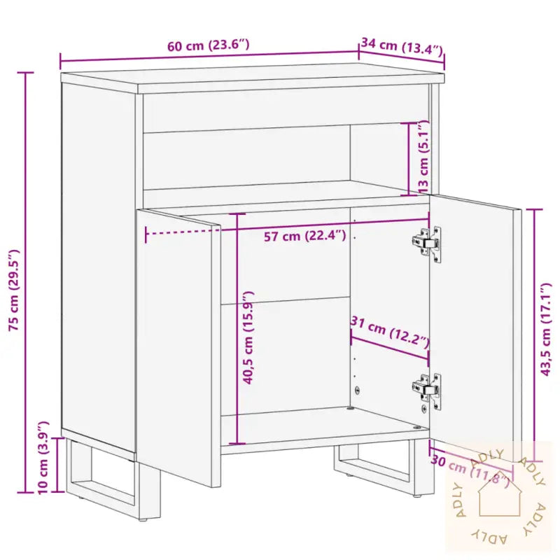 Skjenk 60X34X75 Cm Heltre Akasie