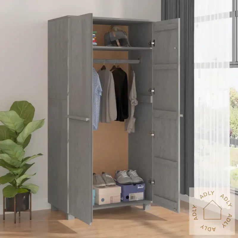 Garderobe Hamar Lysegrå 89X50X180 Cm Heltre Furu