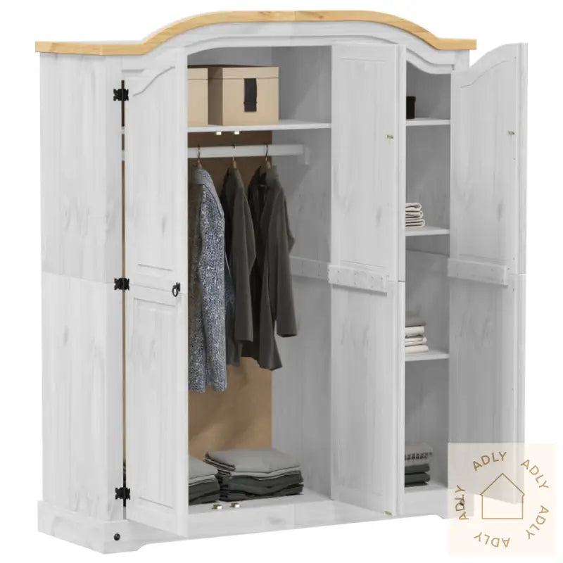 Garderobe Corona Hvit 151,5X52X186 Cm Heltre Furu
