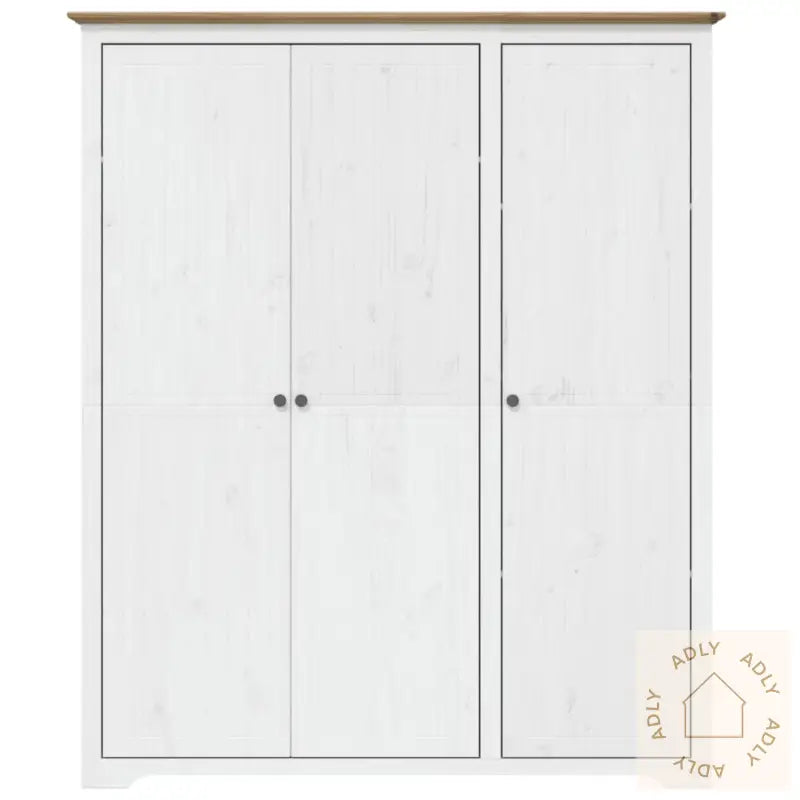 Garderobe Bodo Hvit Og Brun 146X53,5X173 Cm Heltre Furu
